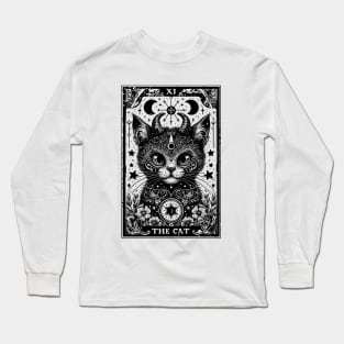 Devilish Cat Tarot Card Long Sleeve T-Shirt